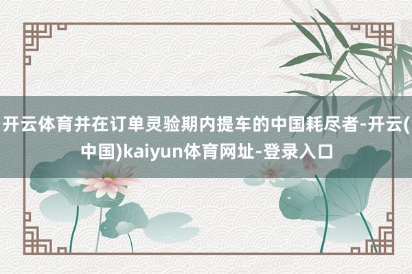 开云体育并在订单灵验期内提车的中国耗尽者-开云(中国)kaiyun体育网址-登录入口