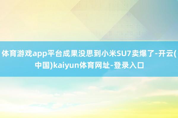 体育游戏app平台成果没思到小米SU7卖爆了-开云(中国)kaiyun体育网址-登录入口