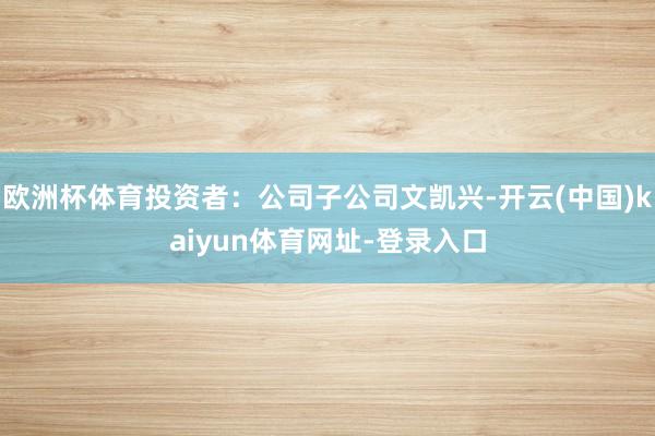 欧洲杯体育投资者：公司子公司文凯兴-开云(中国)kaiyun体育网址-登录入口