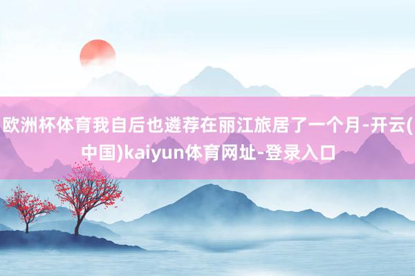 欧洲杯体育我自后也遴荐在丽江旅居了一个月-开云(中国)kaiyun体育网址-登录入口