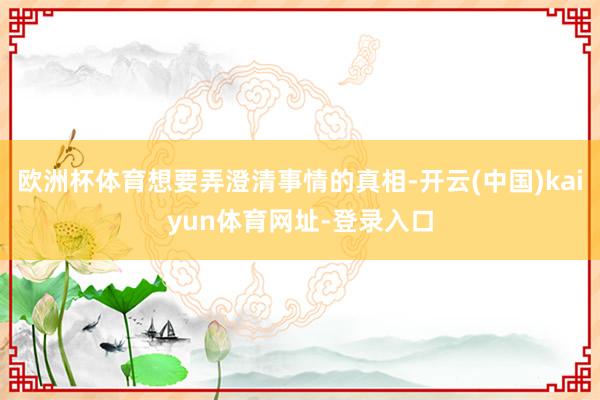 欧洲杯体育想要弄澄清事情的真相-开云(中国)kaiyun体育网址-登录入口