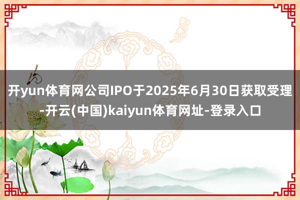 开yun体育网公司IPO于2025年6月30日获取受理-开云(中国)kaiyun体育网址-登录入口