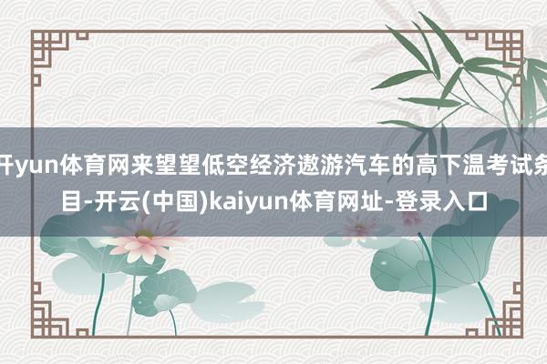 开yun体育网来望望低空经济遨游汽车的高下温考试条目-开云(中国)kaiyun体育网址-登录入口