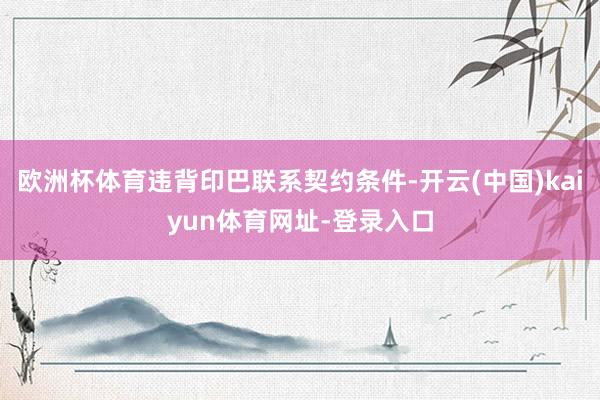 欧洲杯体育违背印巴联系契约条件-开云(中国)kaiyun体育网址-登录入口