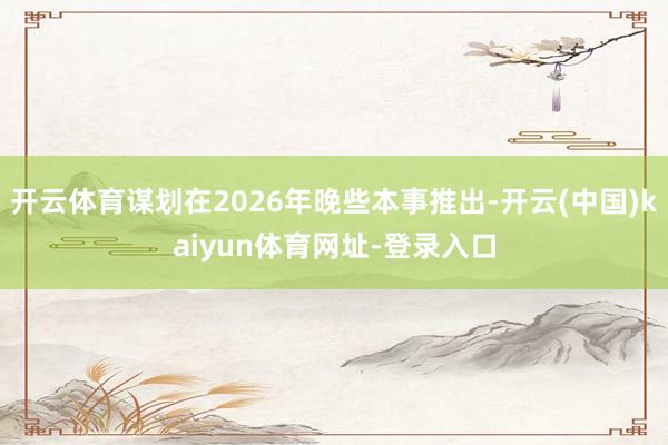 开云体育谋划在2026年晚些本事推出-开云(中国)kaiyun体育网址-登录入口