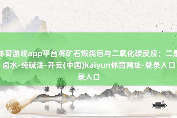 体育游戏app平台将矿石煅烧后与二氧化碳反应；二是卤水-纯碱法-开云(中国)kaiyun体育网址-登录入口