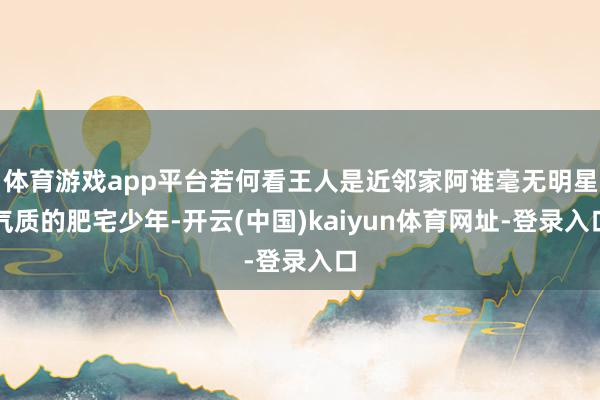 体育游戏app平台若何看王人是近邻家阿谁毫无明星气质的肥宅少年-开云(中国)kaiyun体育网址-登录入口